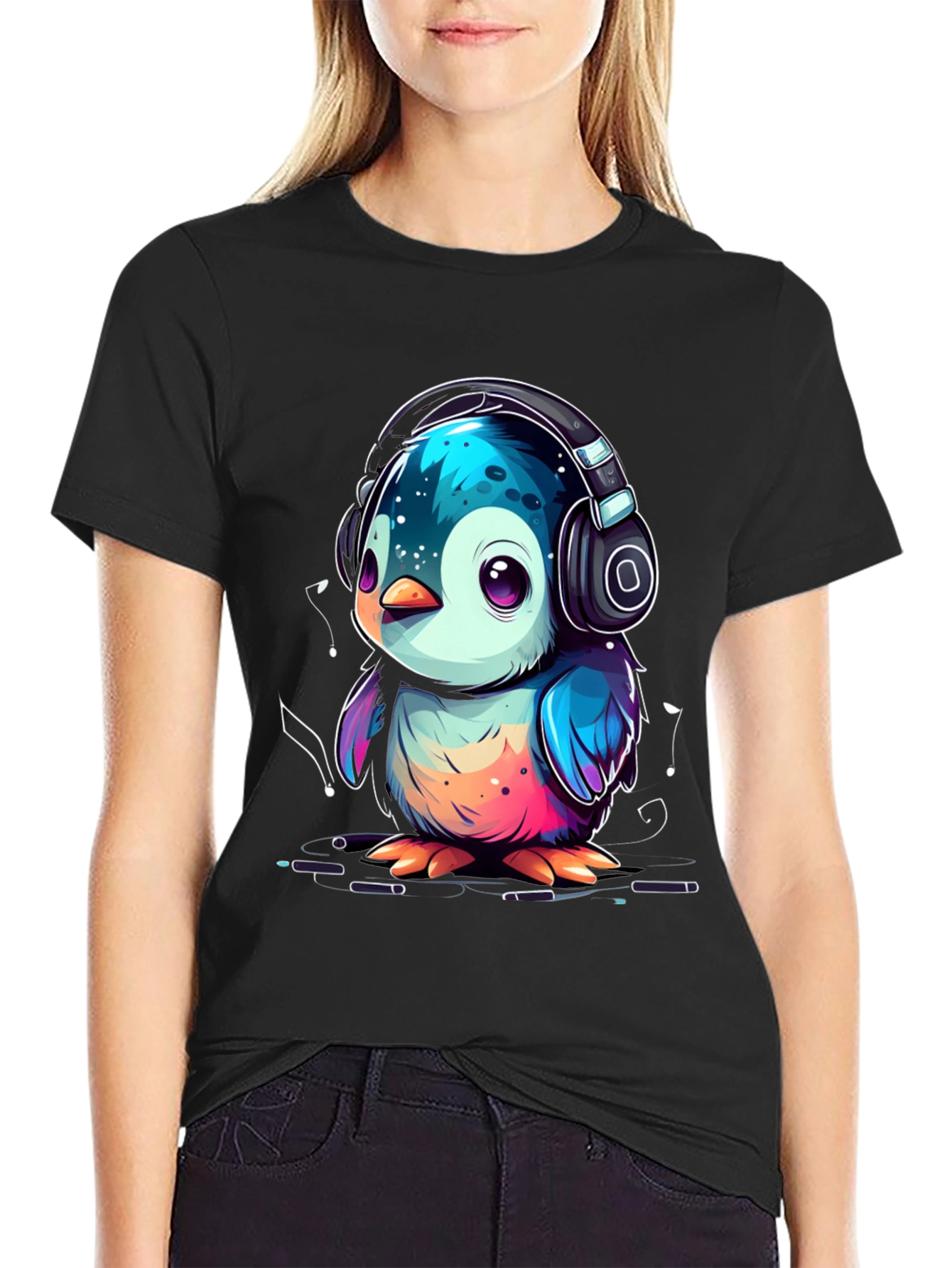 Penguin Headphone Graphic Tee - Cool Animal Lover Shirt