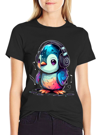 Penguin Headphone Graphic Tee - Cool Animal Lover Shirt