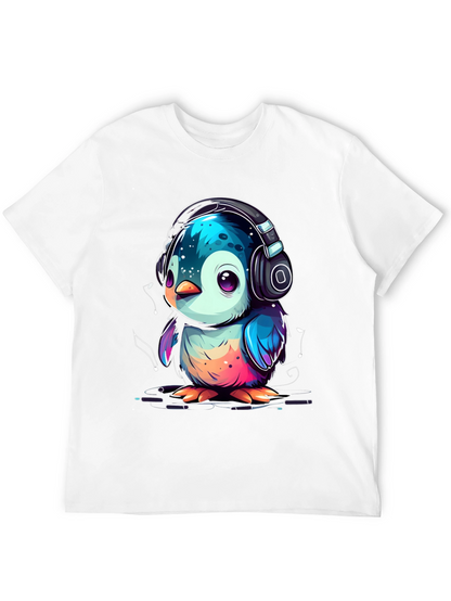 Penguin Headphone Graphic Tee - Cool Animal Lover Shirt