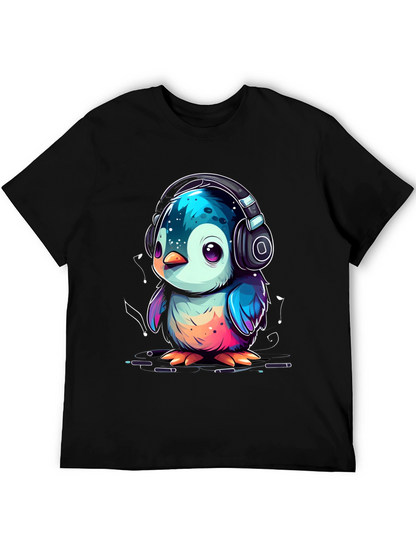 Penguin Headphone Graphic Tee - Cool Animal Lover Shirt