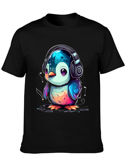 Penguin Headphone Graphic Tee - Cool Animal Lover Shirt