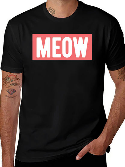 Meow Graphic Tee - Black Cotton T-Shirt