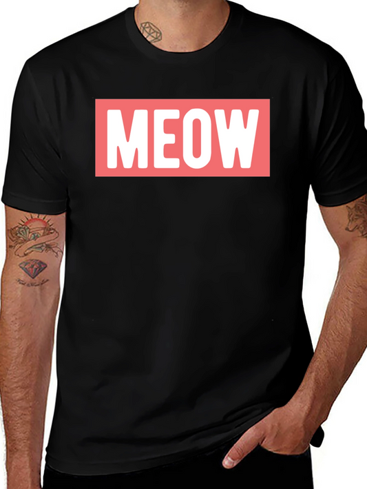 Meow Graphic Tee - Black Cotton T-Shirt