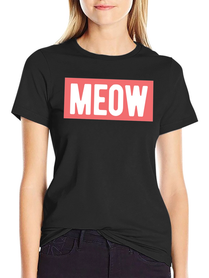 Meow Graphic Tee - Black Cotton T-Shirt