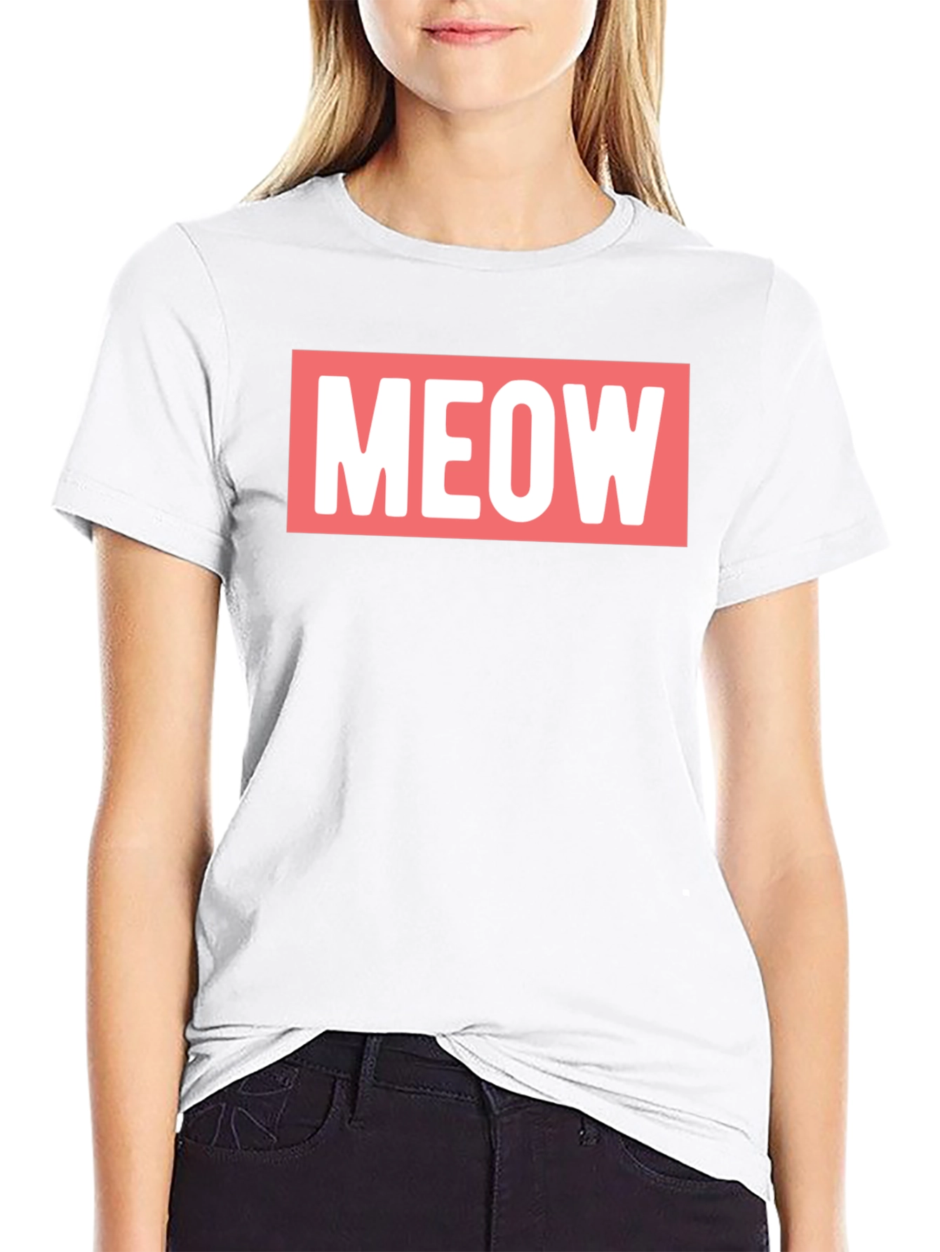 Meow Graphic Tee - Black Cotton T-Shirt
