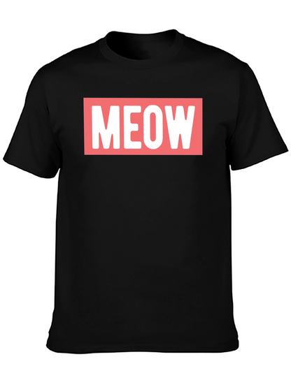 Meow Graphic Tee - Black Cotton T-Shirt