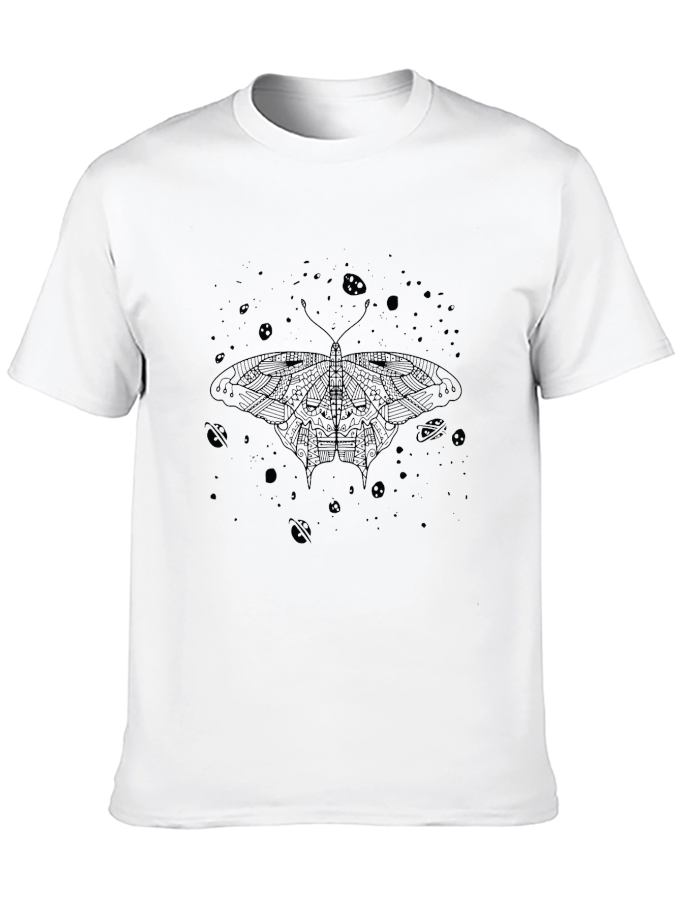 Cosmic Moth Graphic Tee - Black Cotton