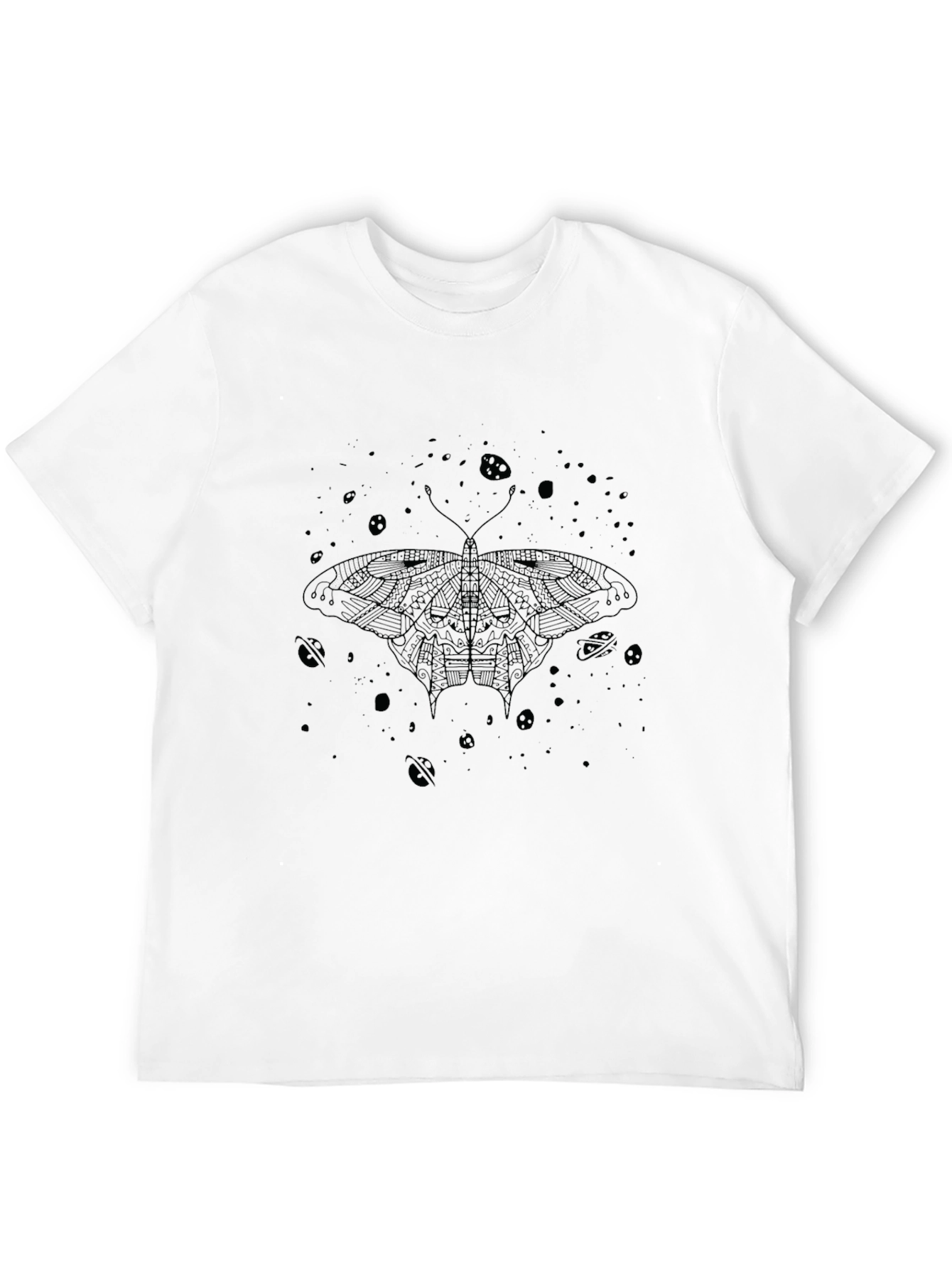 Cosmic Moth Graphic Tee - Black Cotton