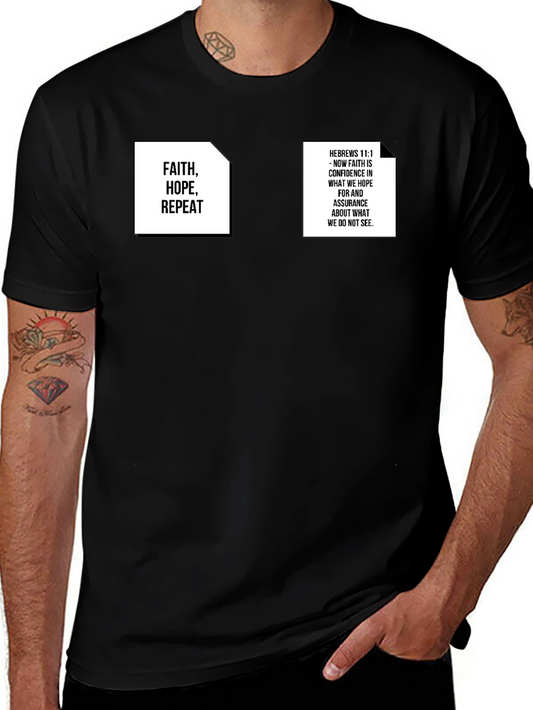 Faith Hope Repeat Graphic Tee - Black