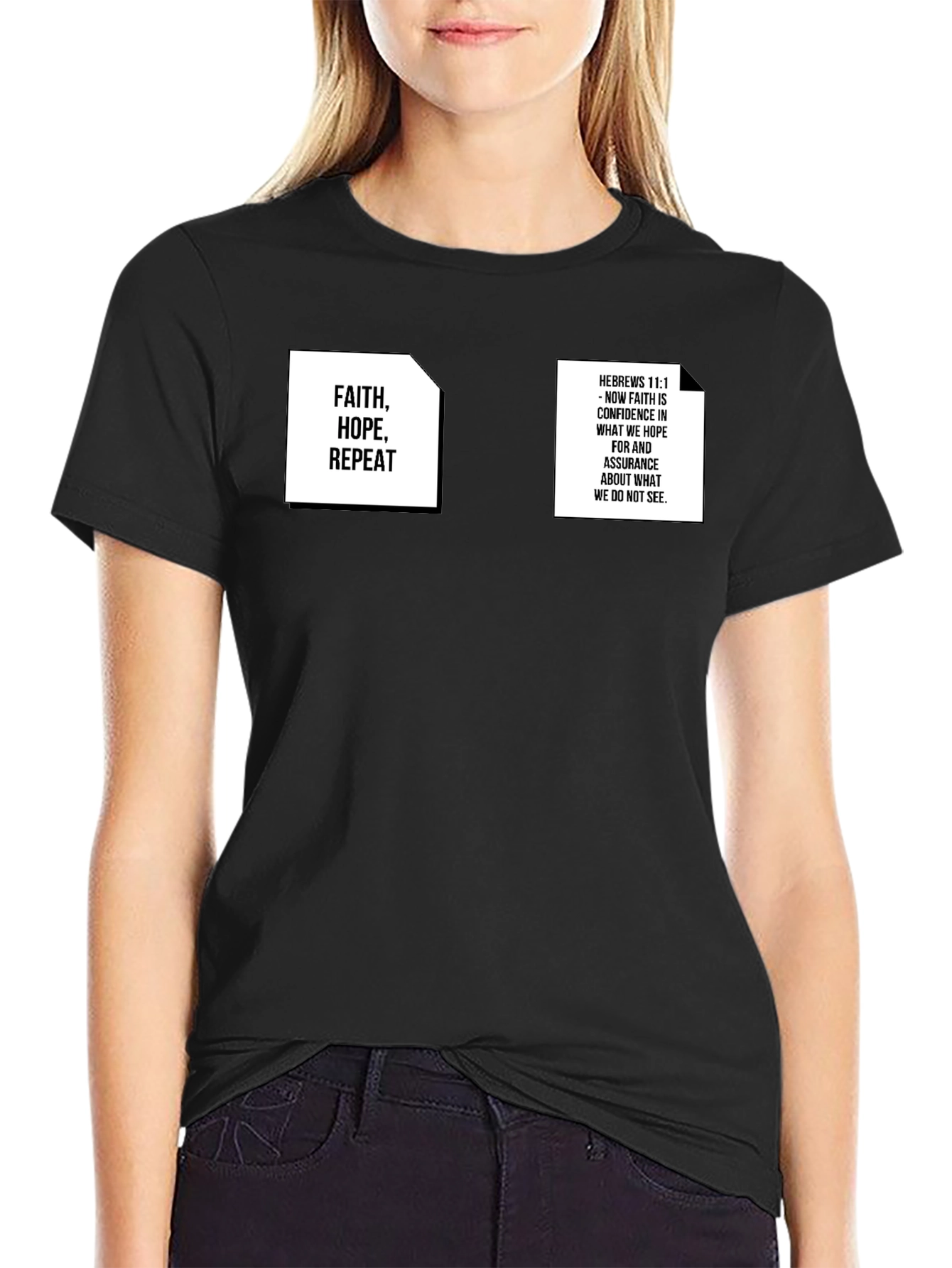 Faith Hope Repeat Graphic Tee - Black