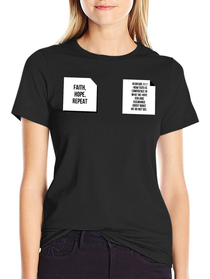 Faith Hope Repeat Graphic Tee - Black