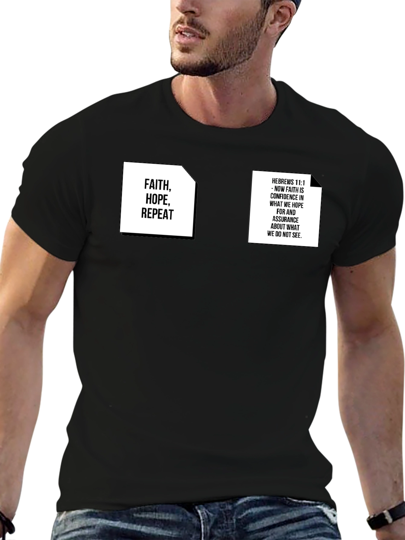 Faith Hope Repeat Graphic Tee - Black