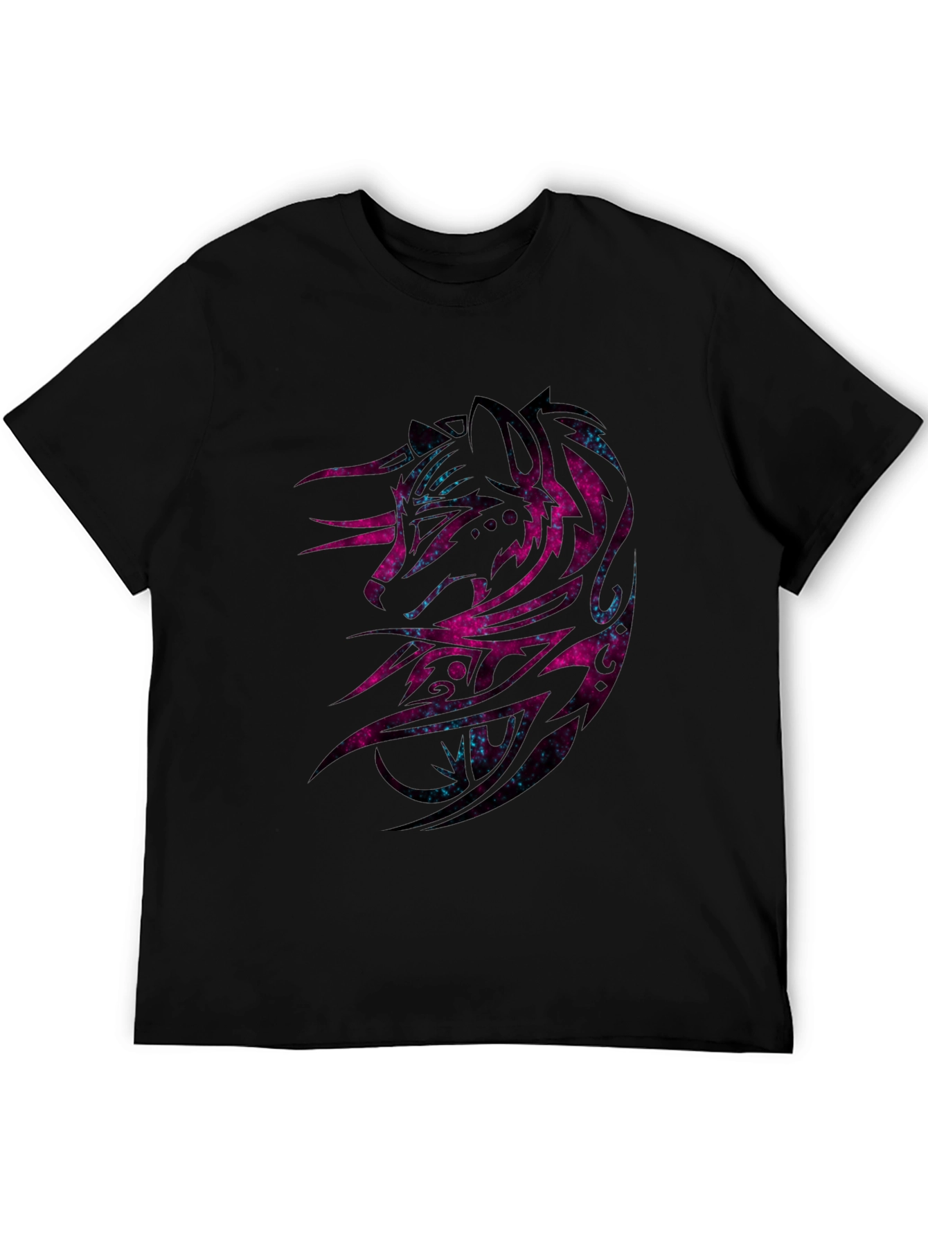 Galaxy Wolf Graphic Tee - Mens Black T-Shirt