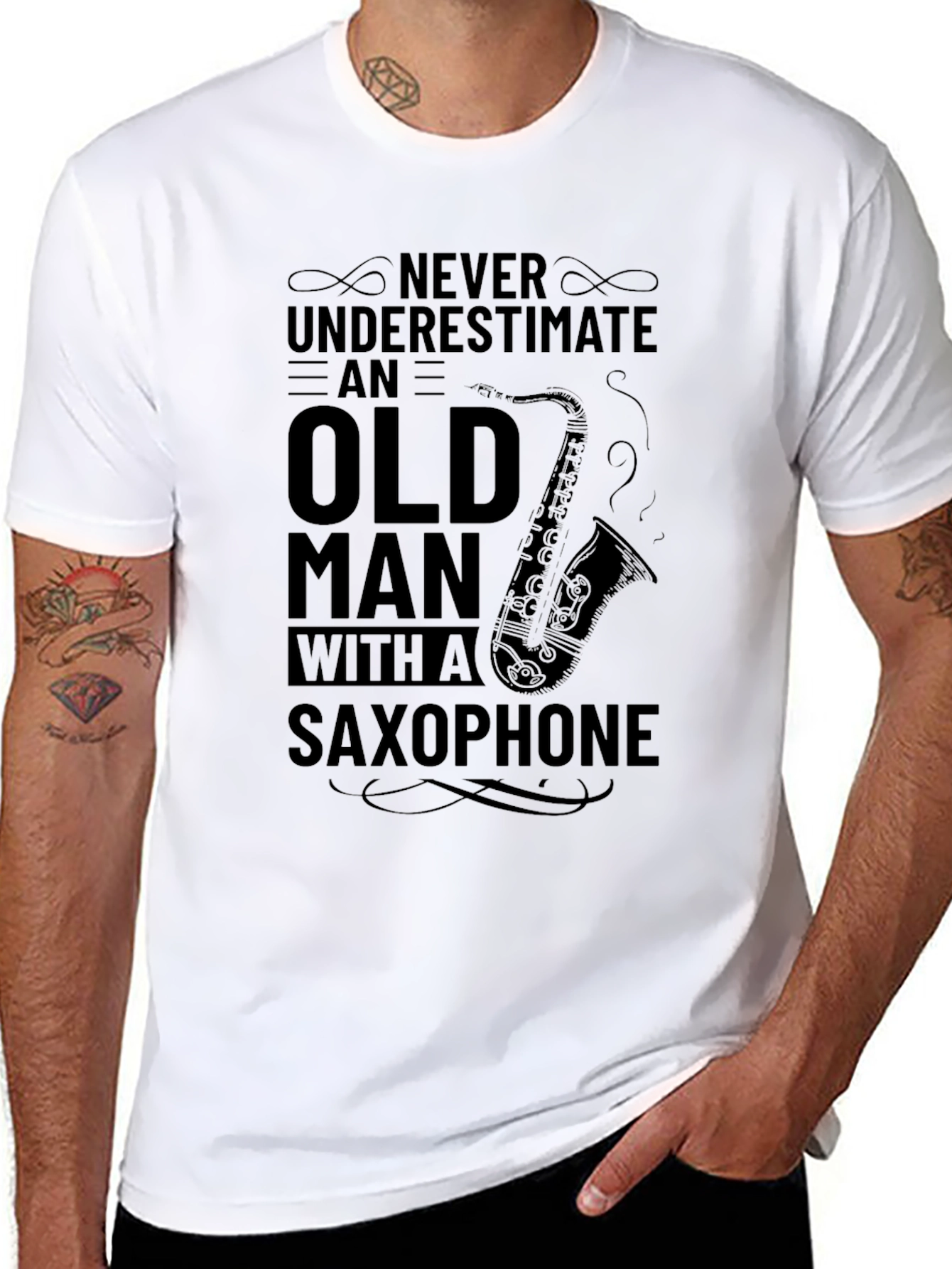 Never Underestimate Saxophone Old Man T-Shirt