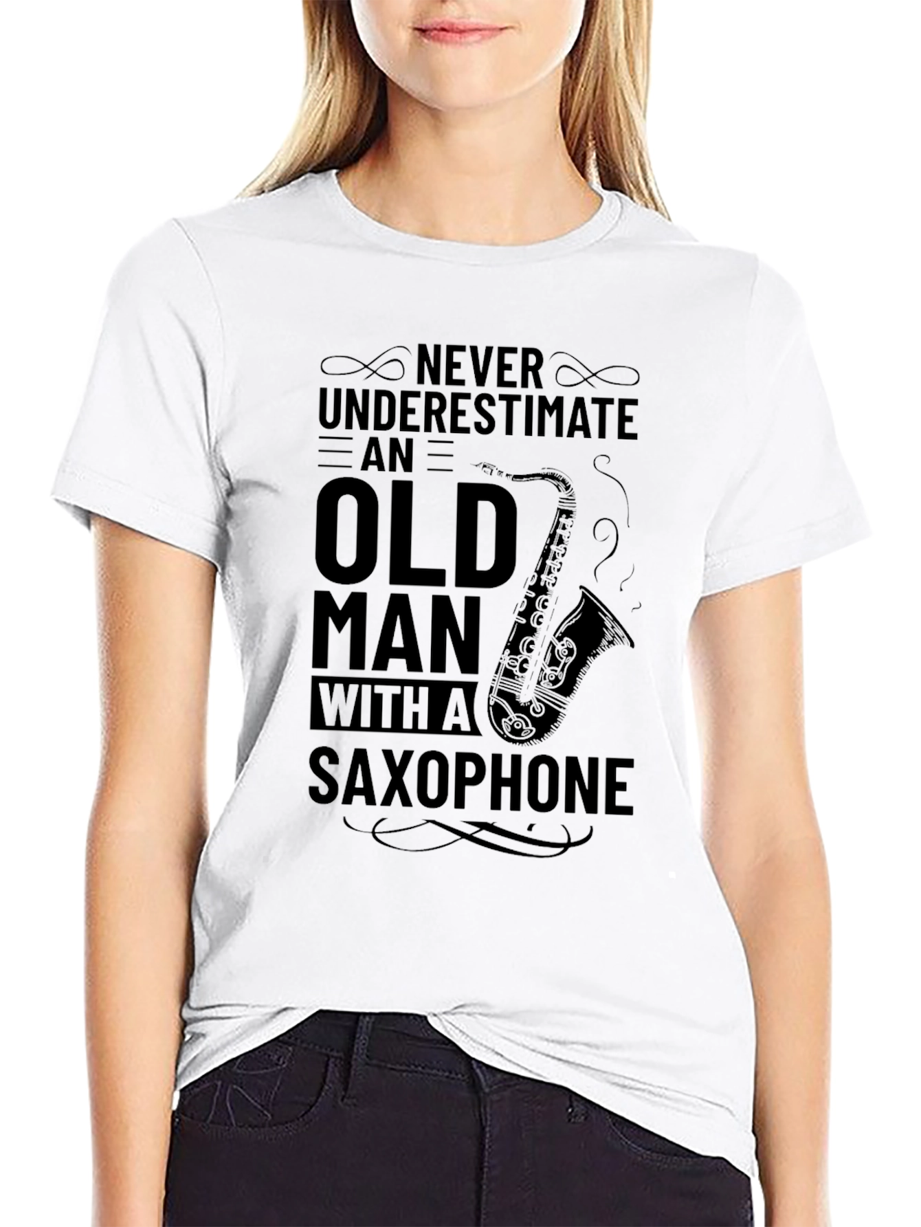 Never Underestimate Saxophone Old Man T-Shirt