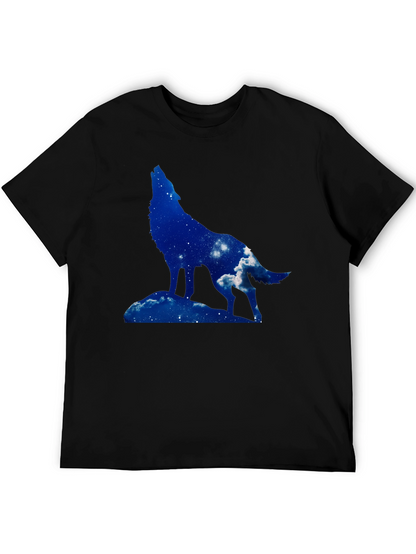 Wolf Silhouette Graphic Tee - Night Sky Design