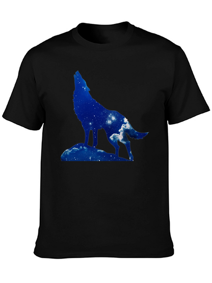 Wolf Silhouette Graphic Tee - Night Sky Design