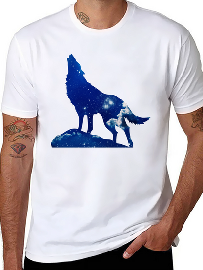 Wolf Silhouette Graphic Tee - Night Sky Design