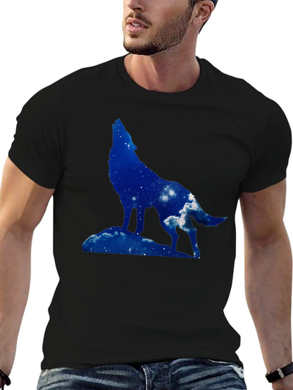 Wolf Silhouette Graphic Tee - Night Sky Design