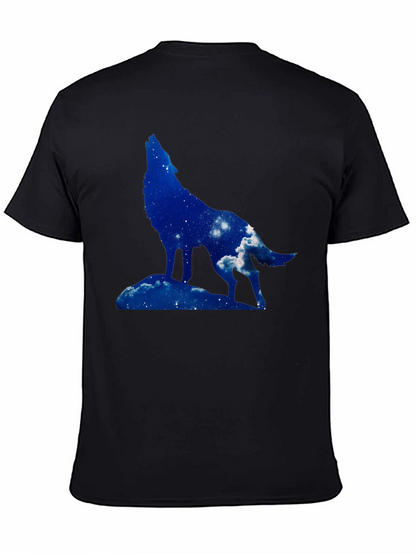 Wolf Silhouette Graphic Tee - Night Sky Design