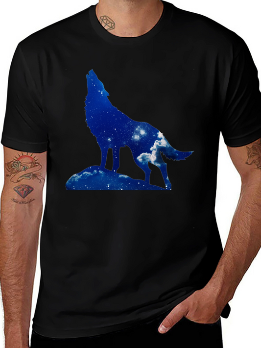 Wolf Silhouette Graphic Tee - Night Sky Design