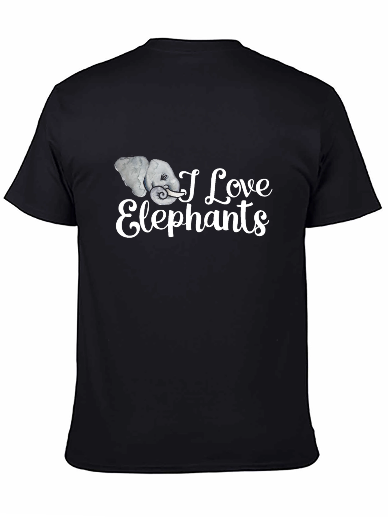 I Love Elephants Graphic Tee - Black