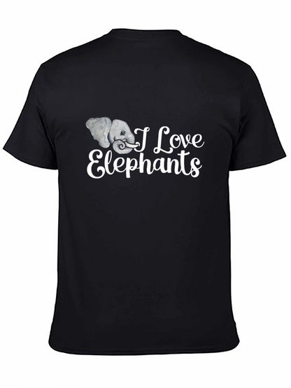 I Love Elephants Graphic Tee - Black