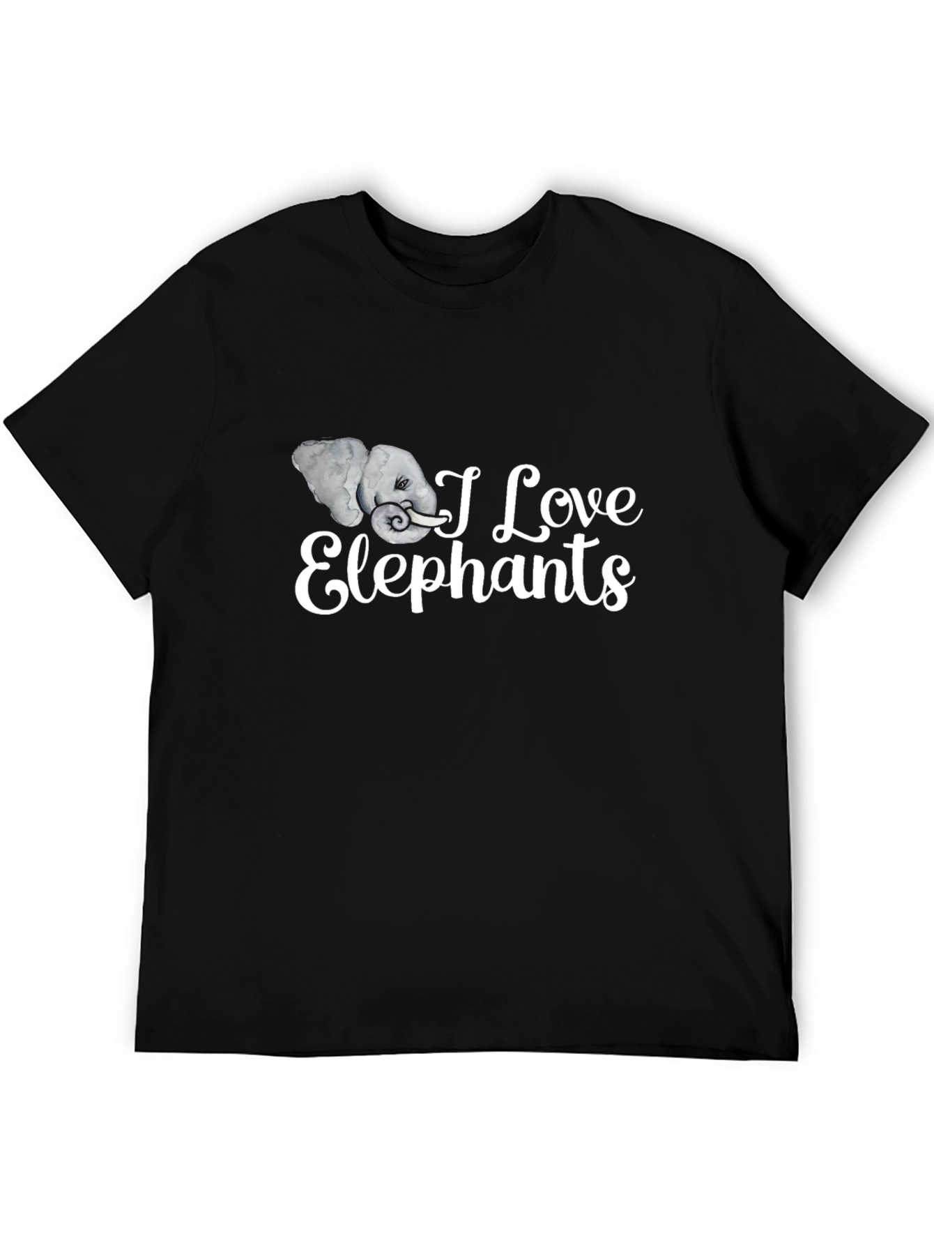I Love Elephants Graphic Tee - Black