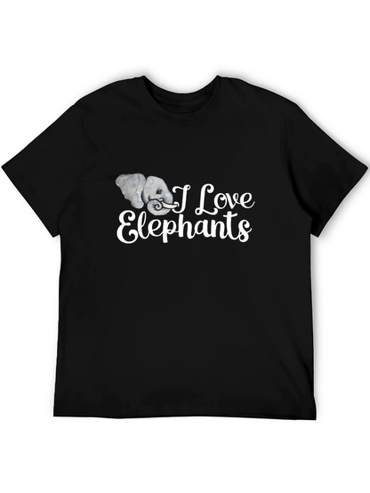 I Love Elephants Graphic Tee - Black