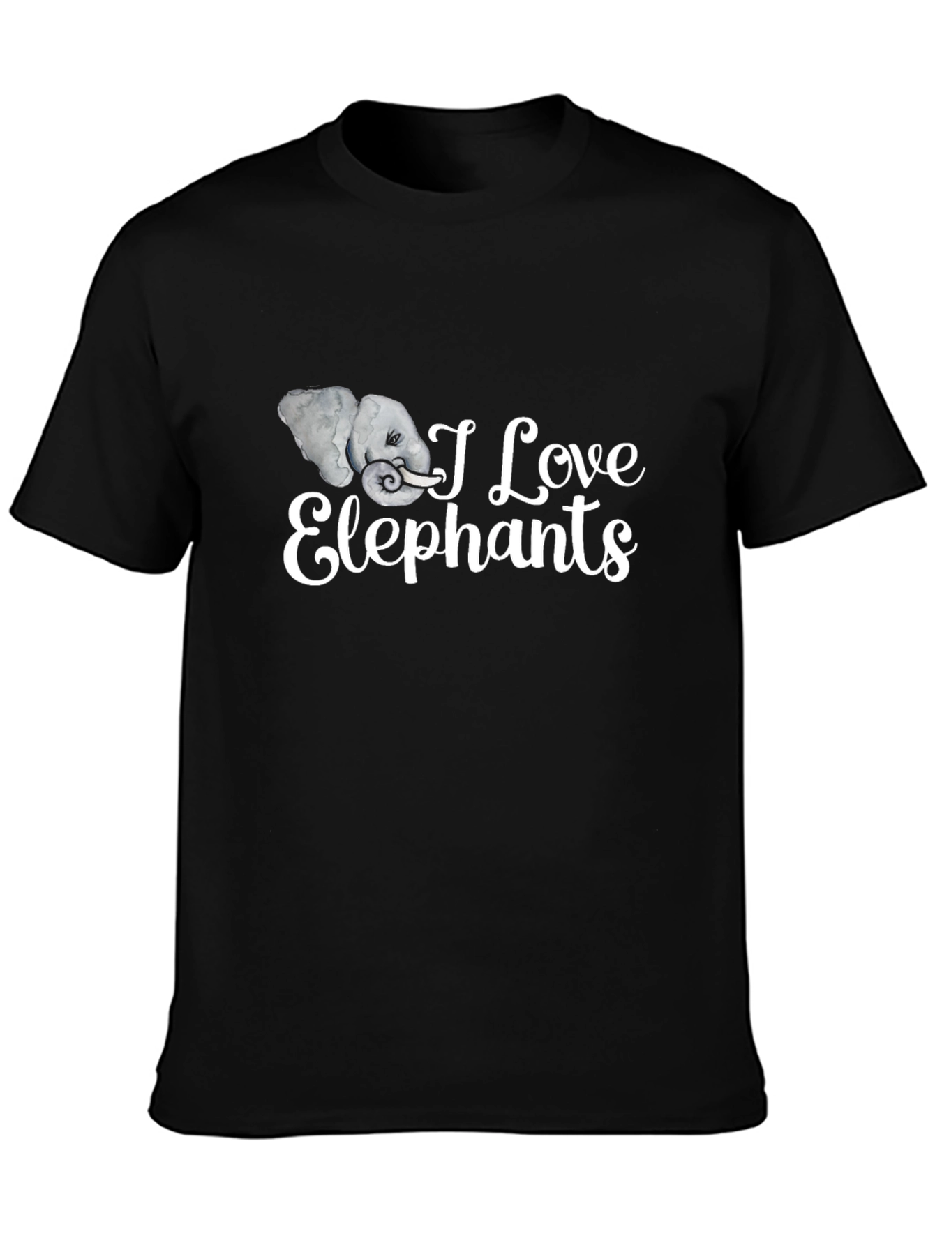 I Love Elephants Graphic Tee - Black