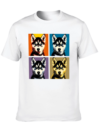 Husky Pop Art Graphic Tee - Unisex Black T-Shirt