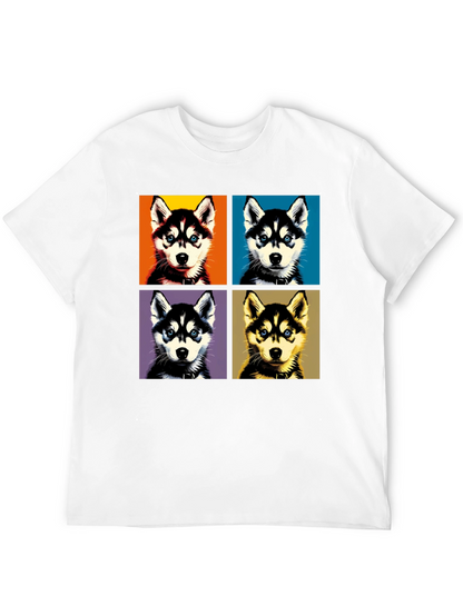Husky Pop Art Graphic Tee - Unisex Black T-Shirt