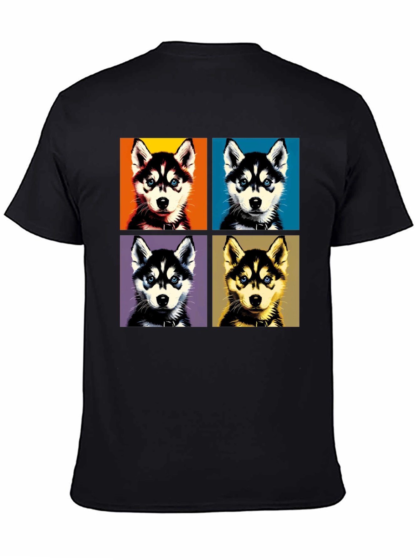 Husky Pop Art Graphic Tee - Unisex Black T-Shirt