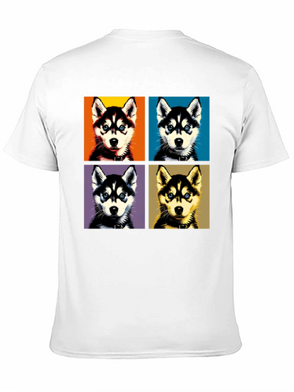 Husky Pop Art Graphic Tee - Unisex Black T-Shirt