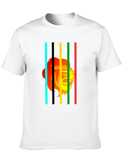 Lion Stripes Graphic T-Shirt - Black