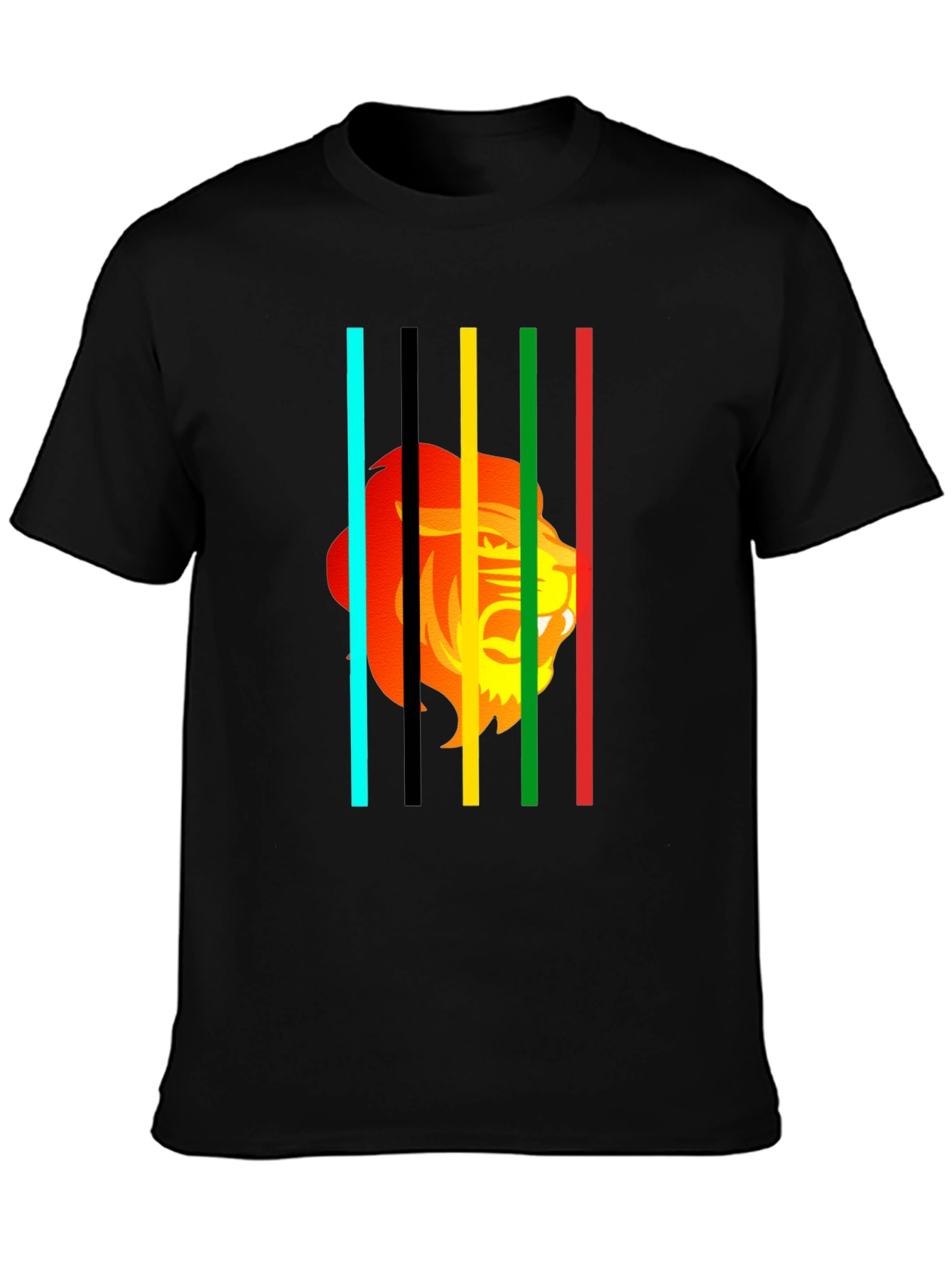 Lion Stripes Graphic T-Shirt - Black