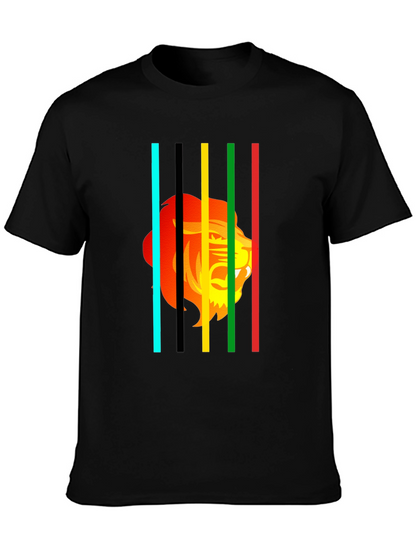 Lion Stripes Graphic T-Shirt - Black