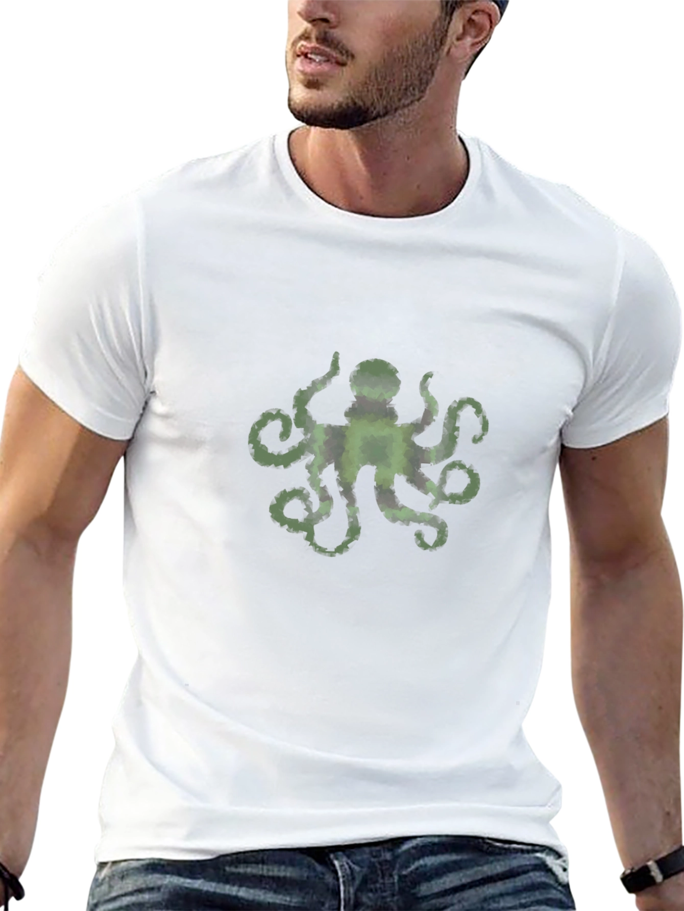 Mens Black Octopus Graphic Tee
