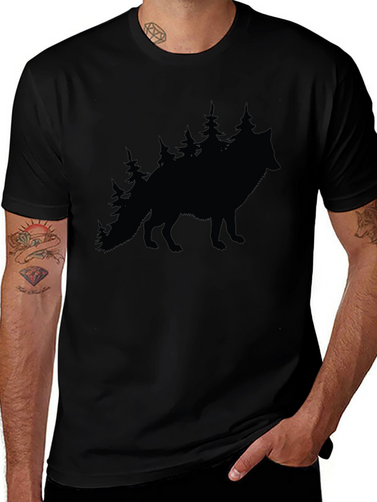 Wolf & Trees Graphic Tee - Black