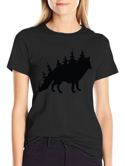 Wolf & Trees Graphic Tee - Black