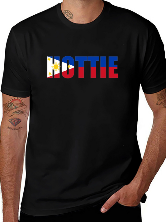 Hottie Philippine Flag Tee - Black Crew Neck