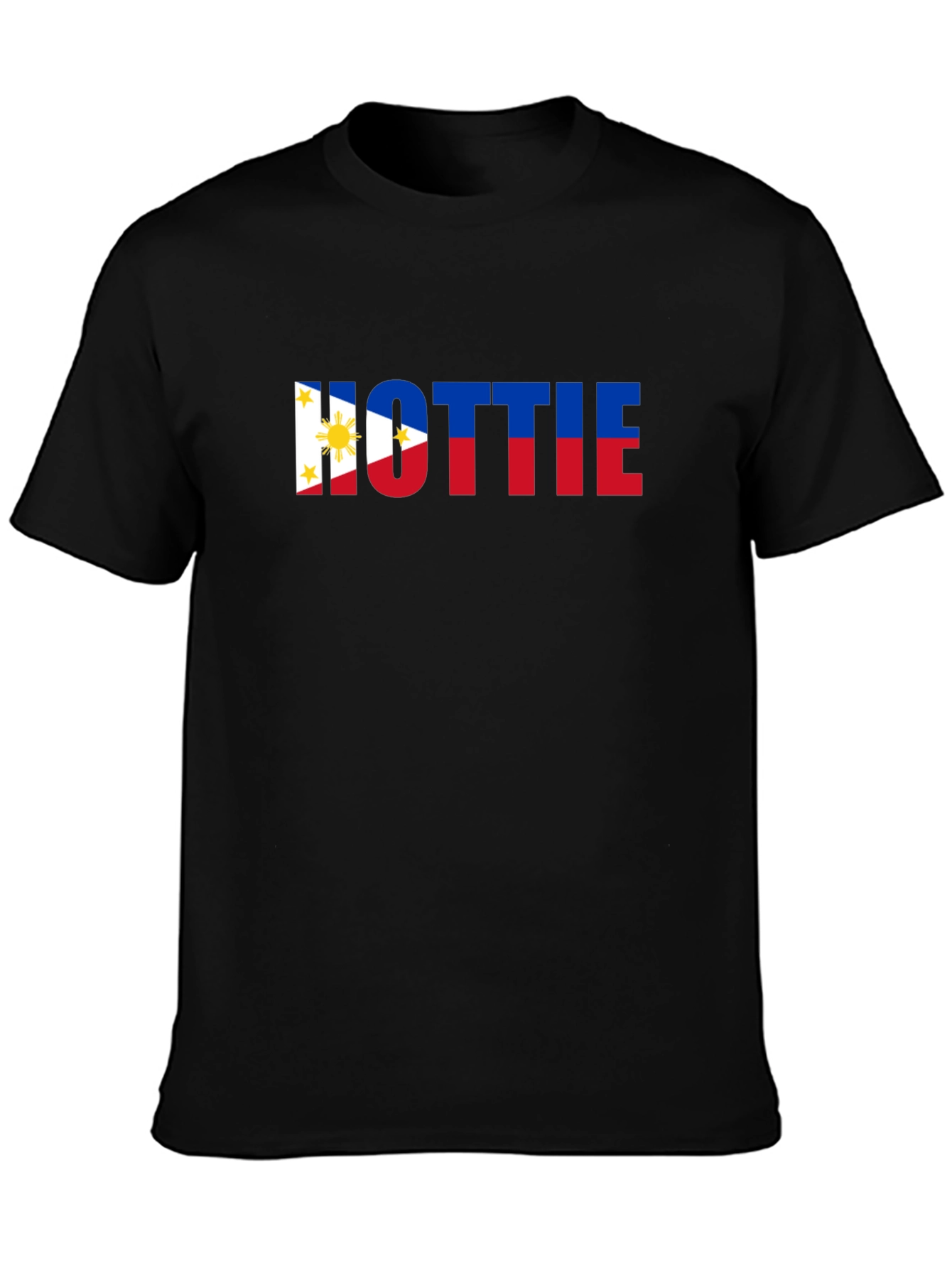 Hottie Philippine Flag Tee - Black Crew Neck