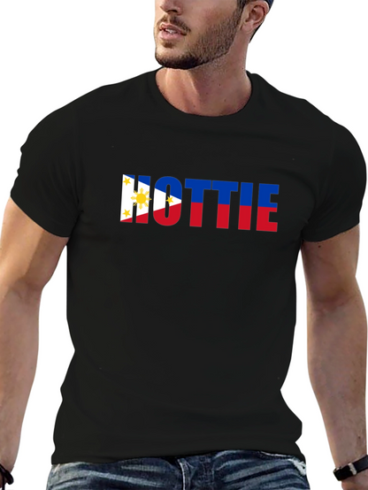 Hottie Philippine Flag Tee - Black Crew Neck