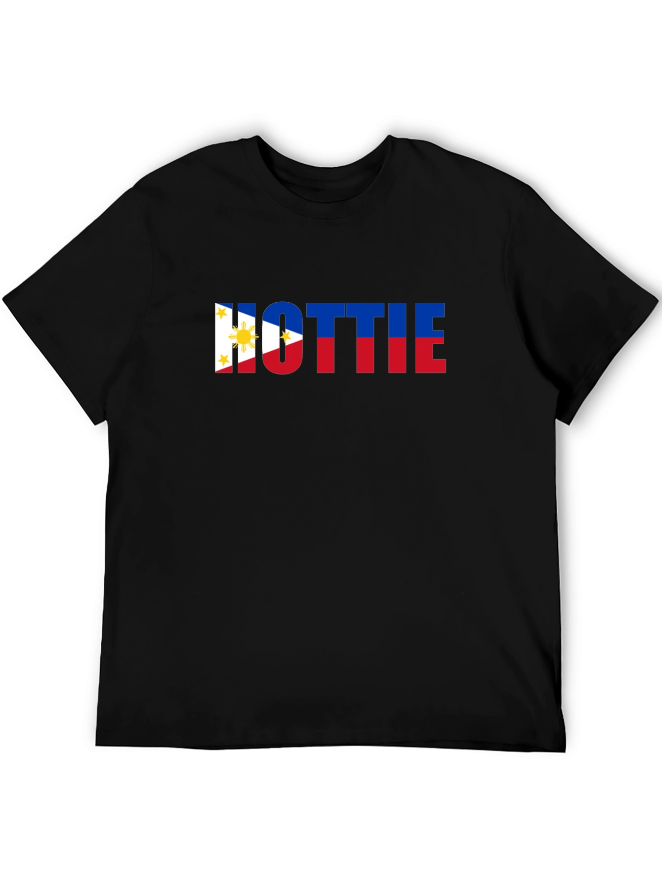 Hottie Philippine Flag Tee - Black Crew Neck