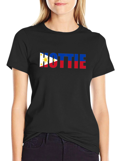 Hottie Philippine Flag Tee - Black Crew Neck