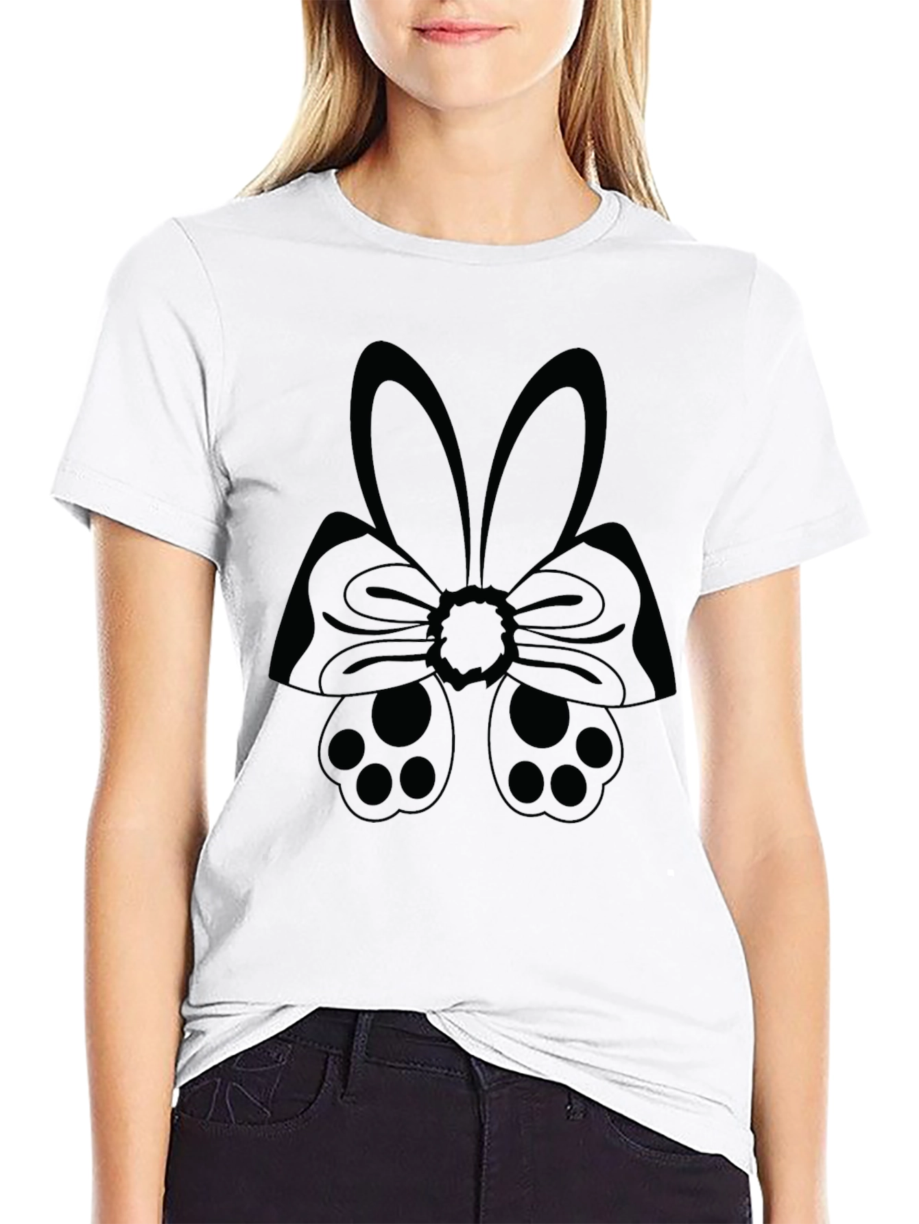 Bunny Bow Tie Graphic T-Shirt - Easter Style