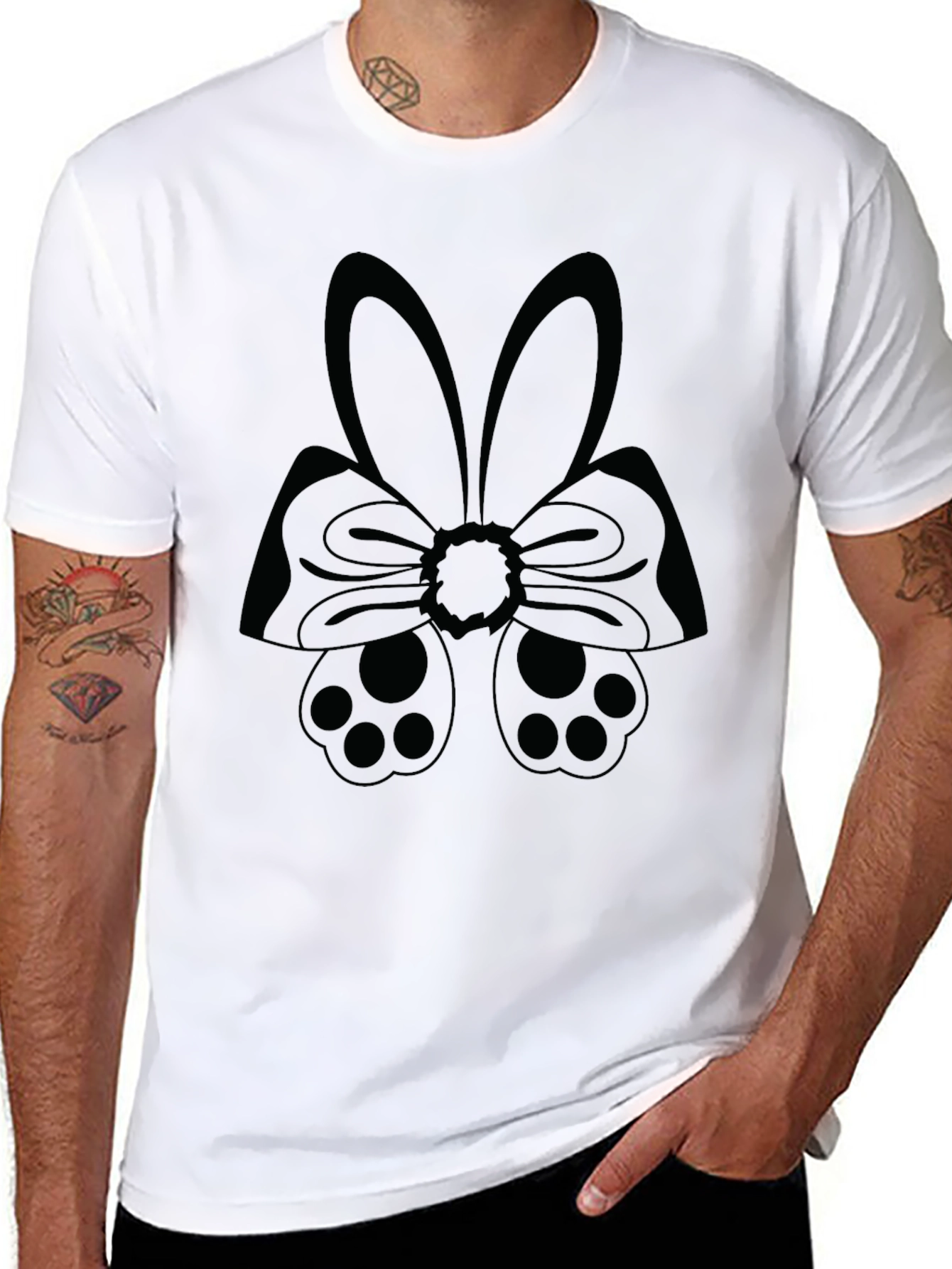 Bunny Bow Tie Graphic T-Shirt - Easter Style