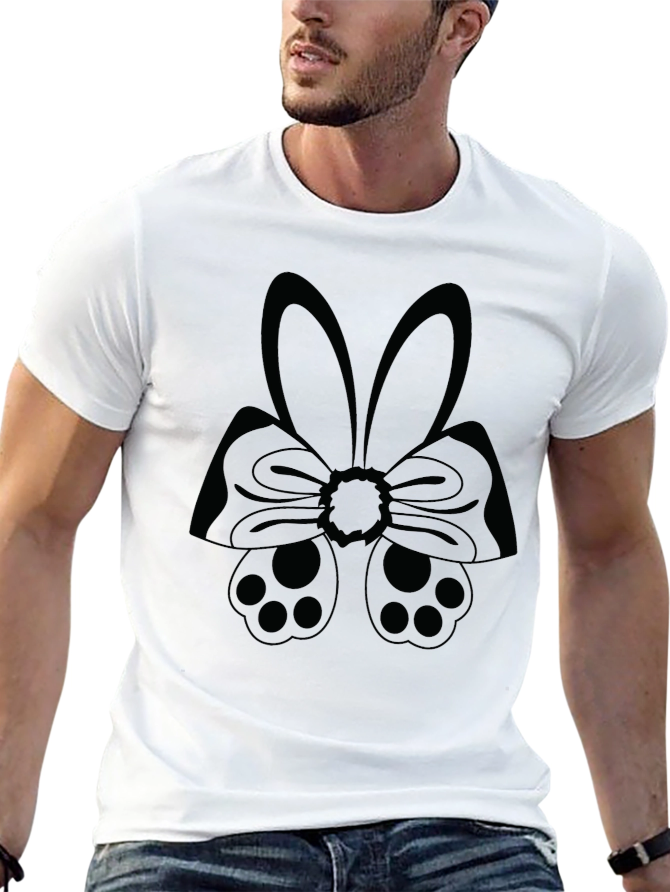 Bunny Bow Tie Graphic T-Shirt - Easter Style