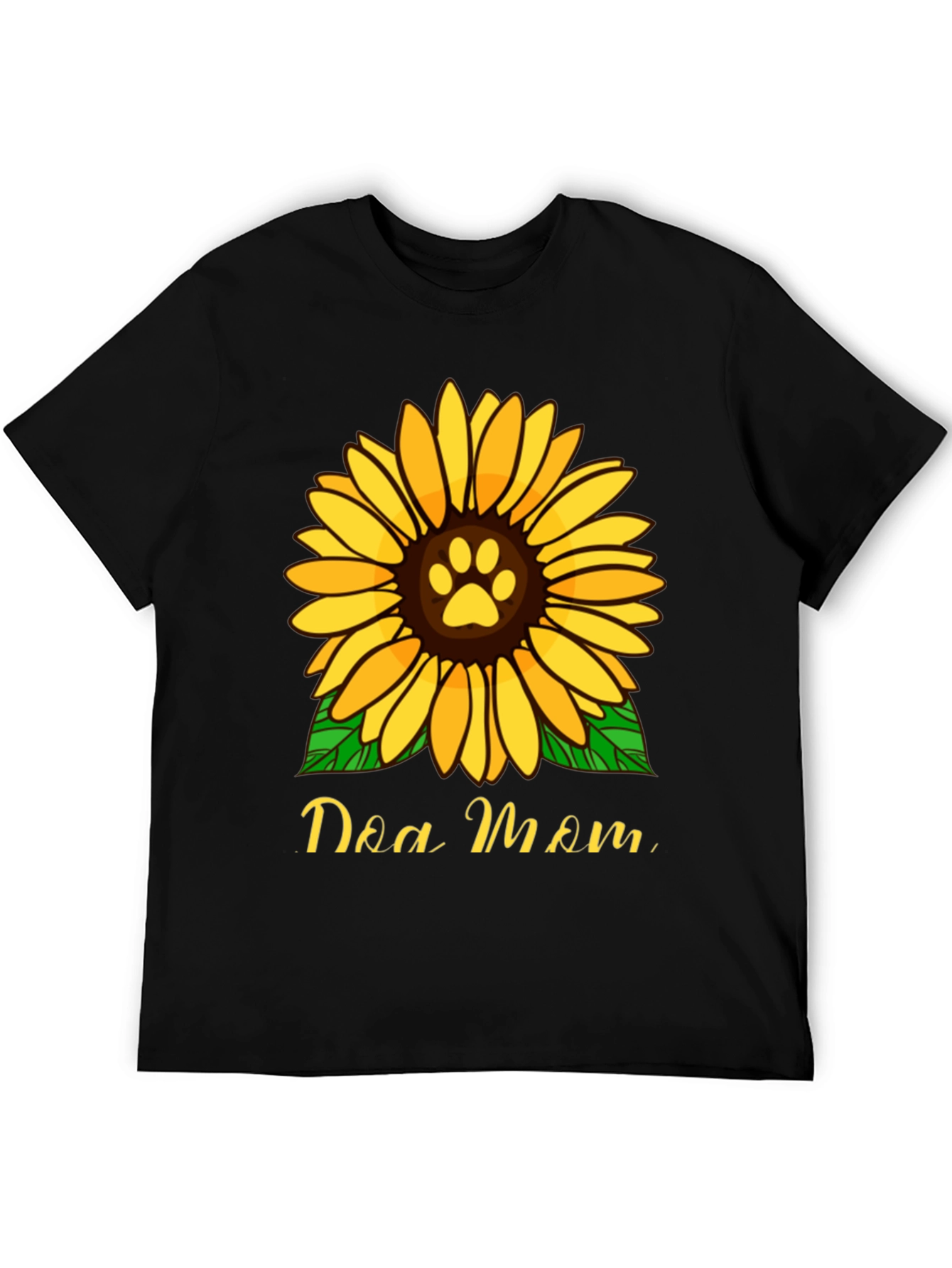 Dog Mom Sunflower Graphic Tee - Black