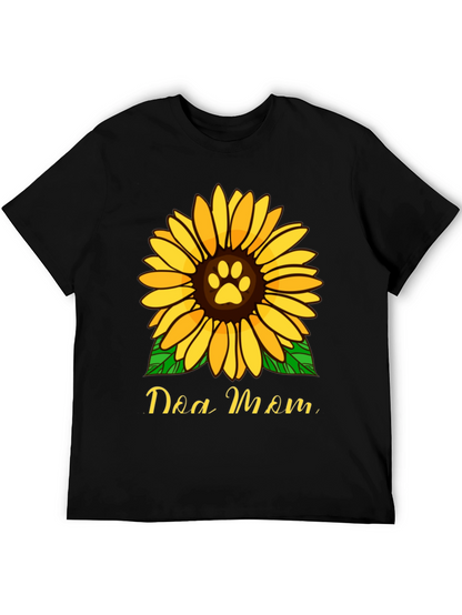 Dog Mom Sunflower Graphic Tee - Black